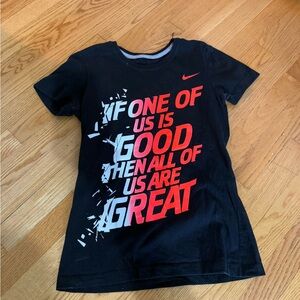 Nike Kids Black Tee with Red and White Graphic